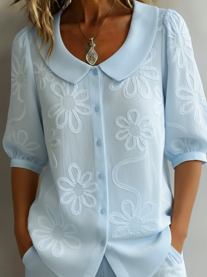 Seraphina – Vintage Floral Embroidered Shirt