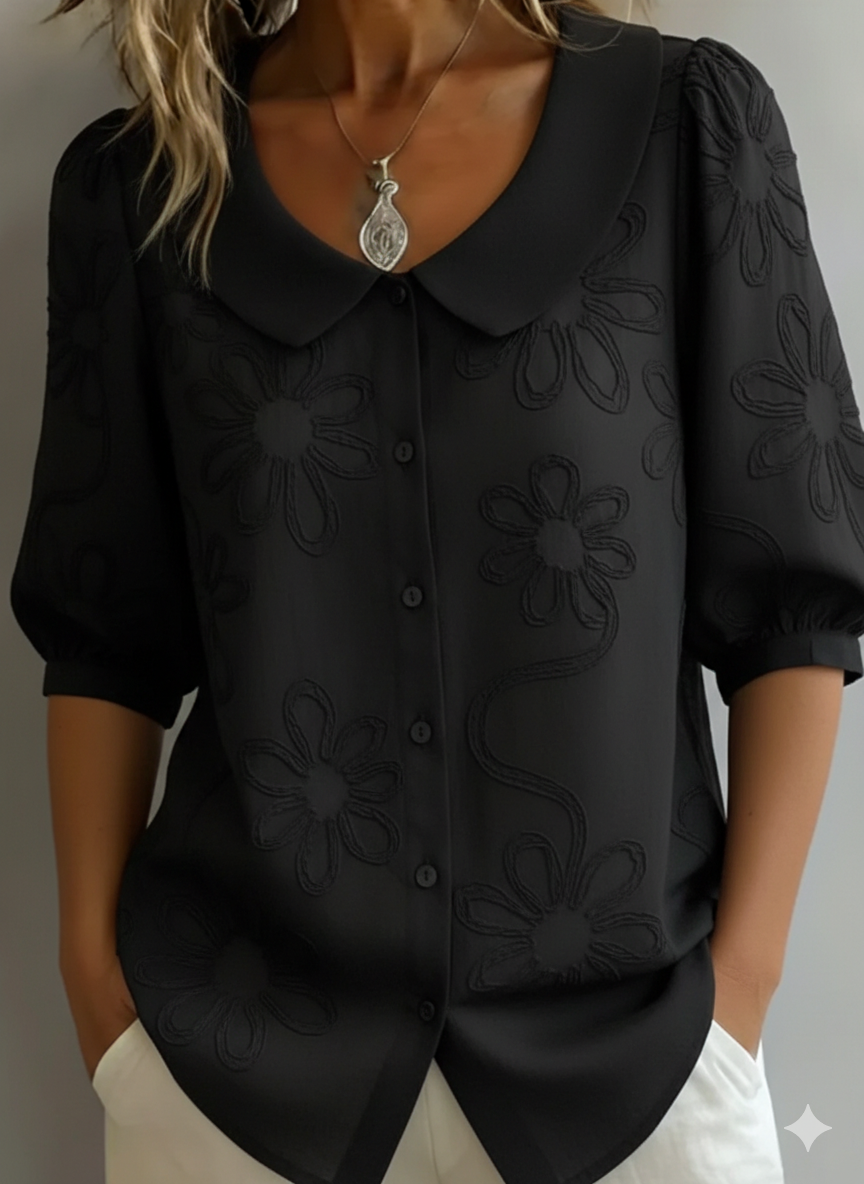 Seraphina – Vintage Floral Embroidered Shirt