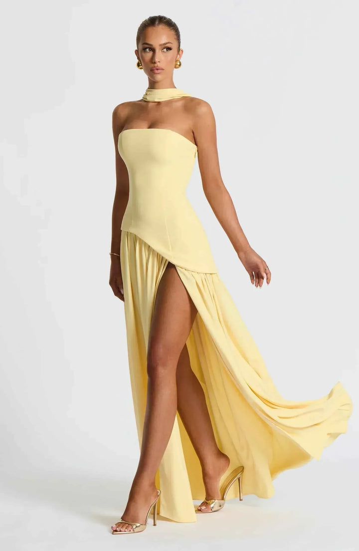 Maliyah | Long Wedding Dress with Slit and Drapery