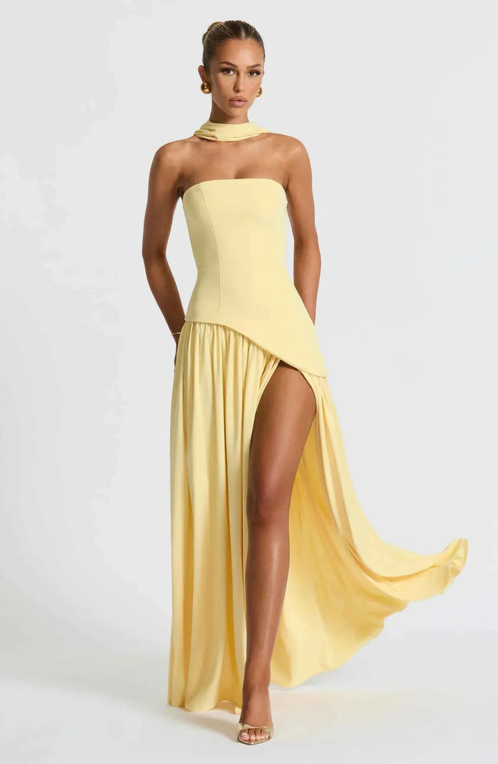 Maliyah | Long Wedding Dress with Slit and Drapery