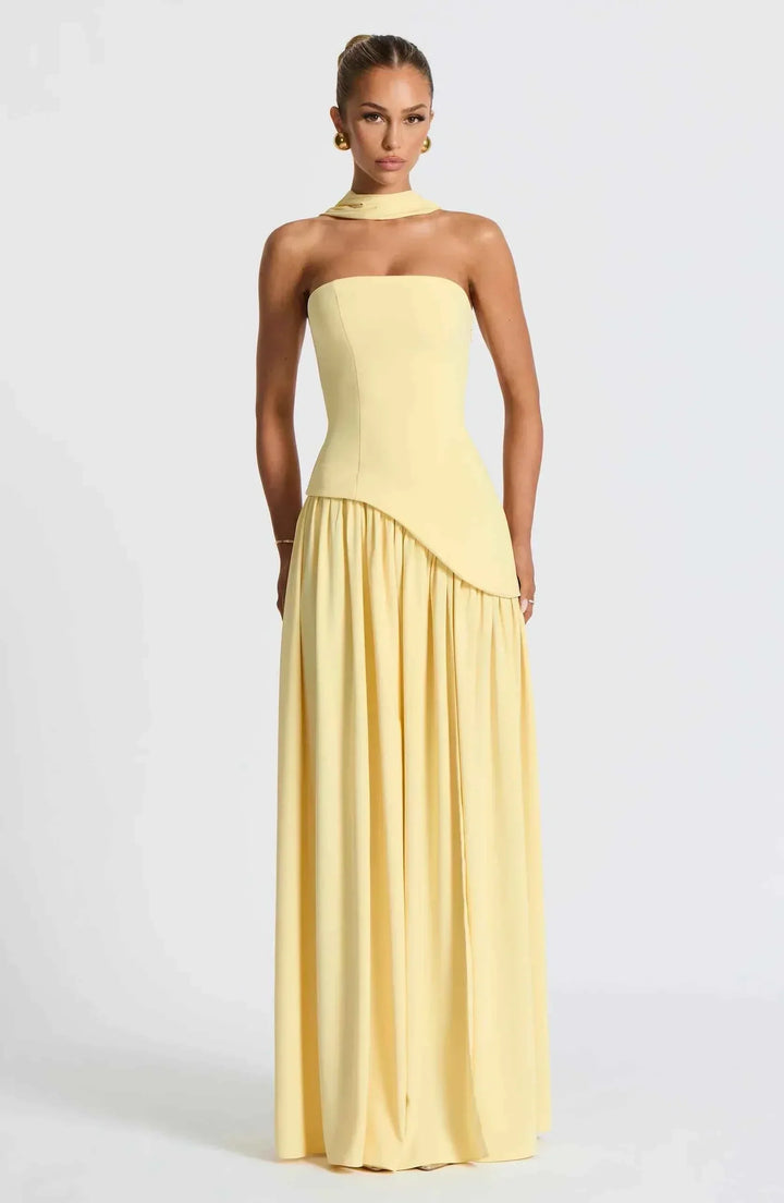 Maliyah | Long Wedding Dress with Slit and Drapery