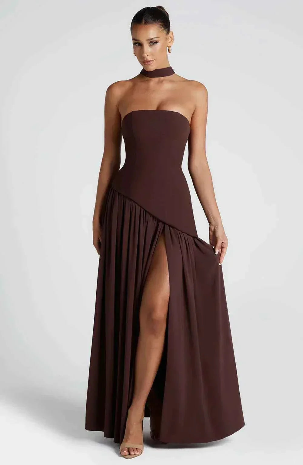 Maliyah | Long Wedding Dress with Slit and Drapery