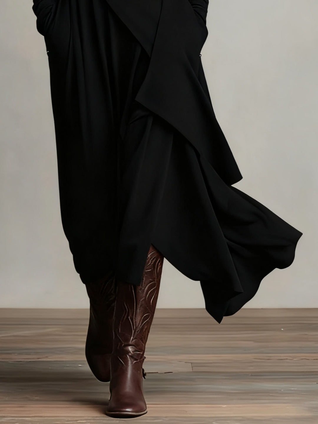 Elowen – Elegant High-Neck Asymmetrical Maxi Dress