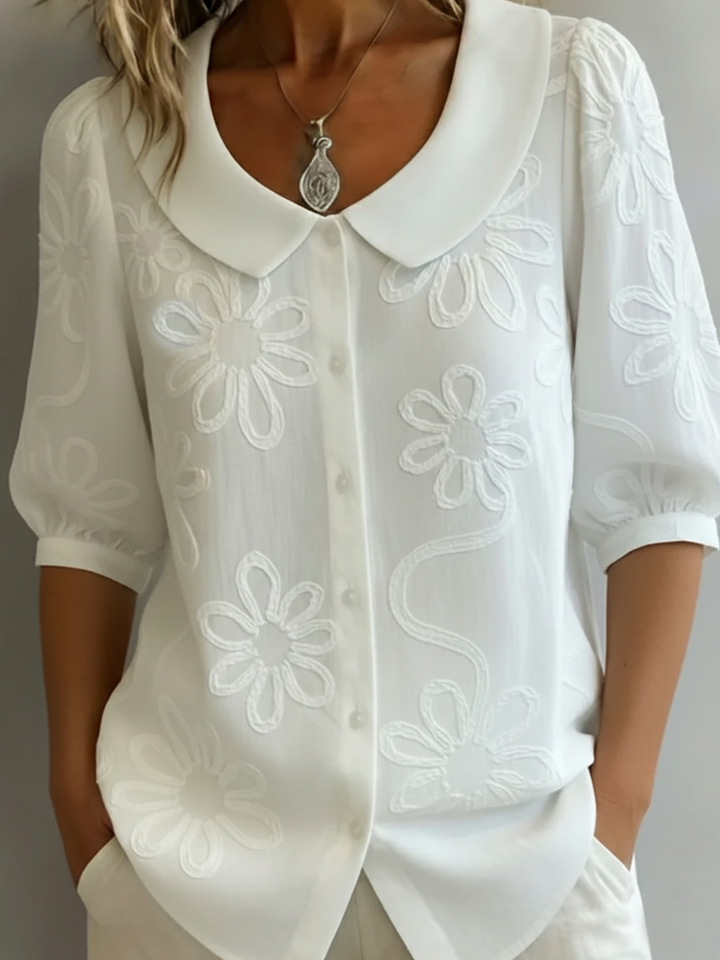 Seraphina – Vintage Floral Embroidered Shirt