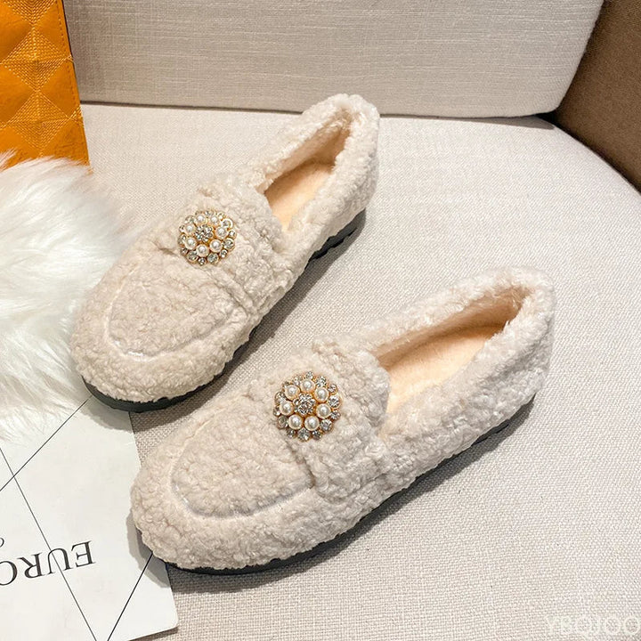 ALBA | Cozy Pearl Slip-On Loafers