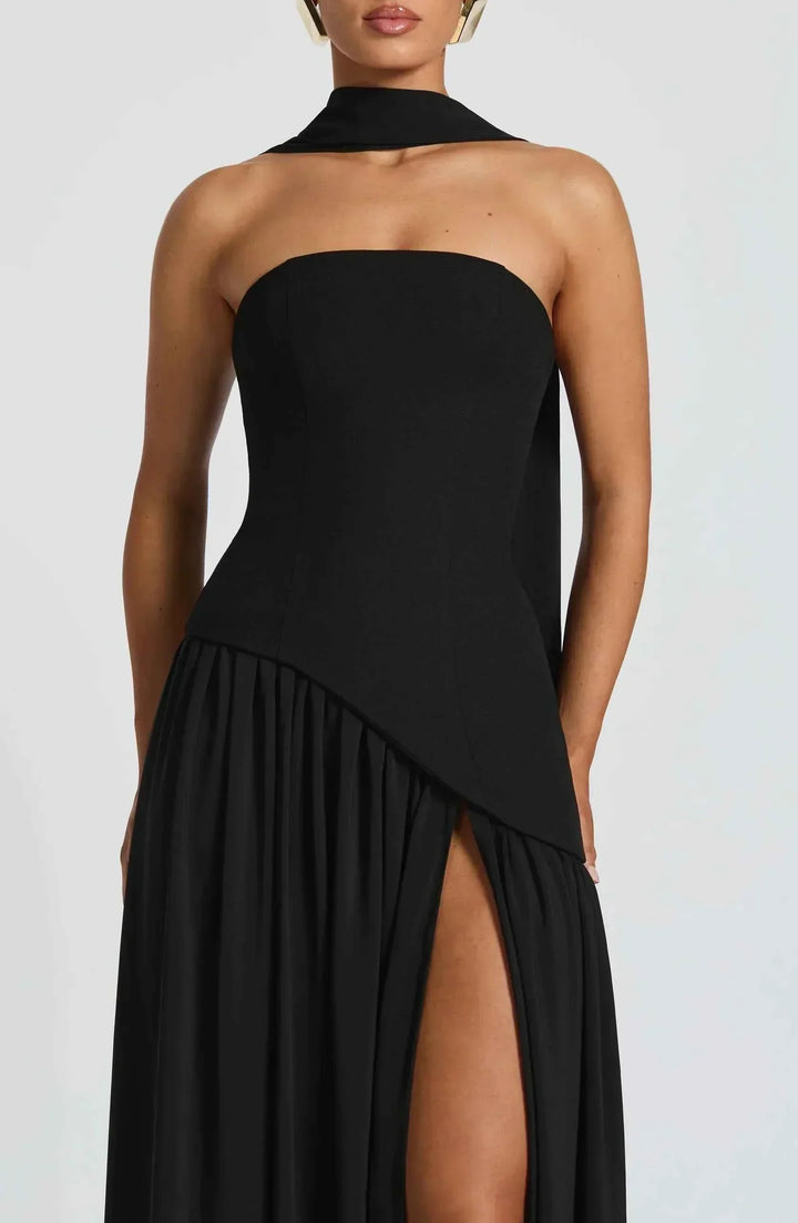 Maliyah | Long Wedding Dress with Slit and Drapery