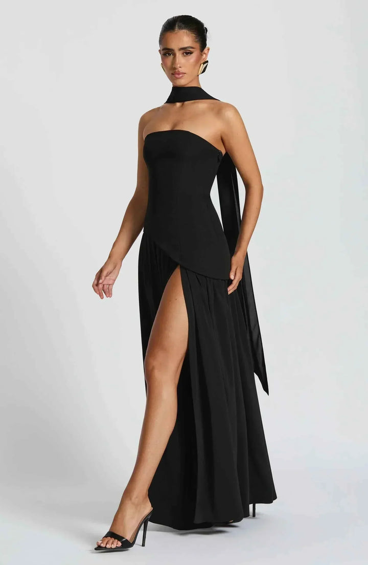 Maliyah | Long Wedding Dress with Slit and Drapery