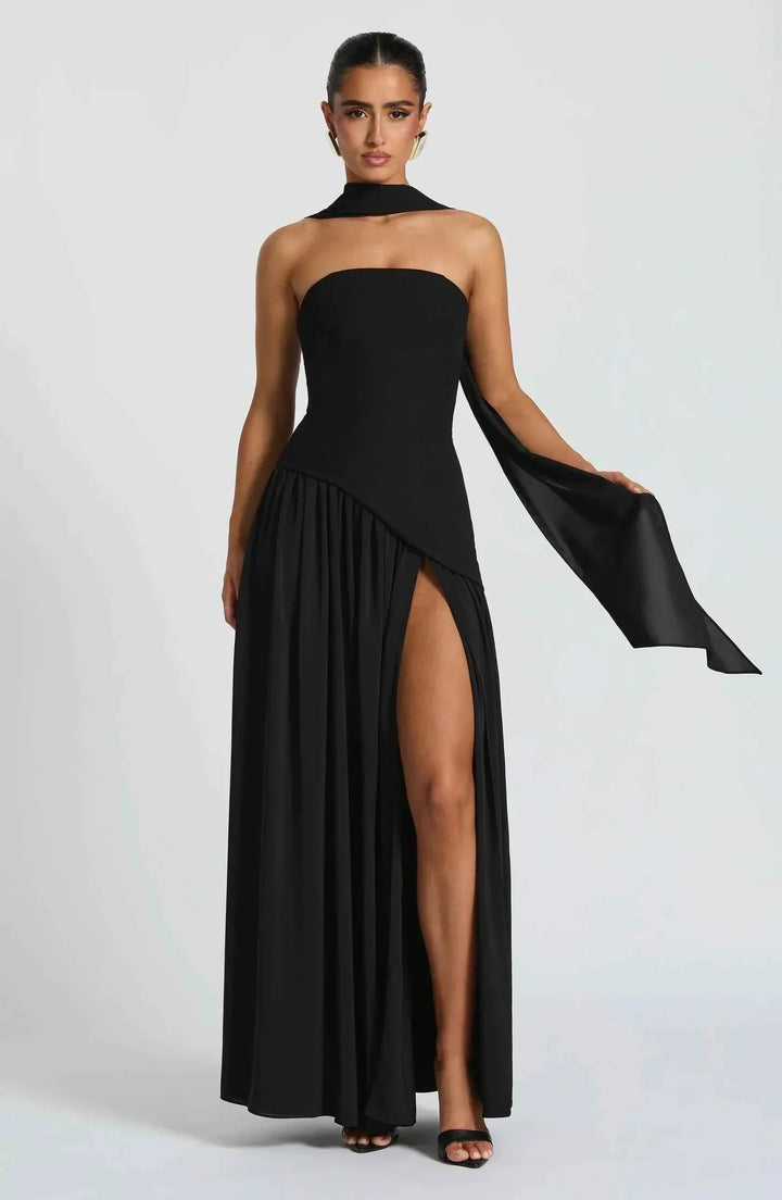 Maliyah | Long Wedding Dress with Slit and Drapery