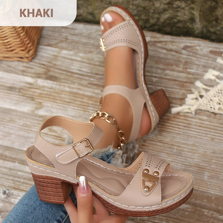 Women's Chunky Heel Ankle Strap Sandals – Elegant & Comfortable