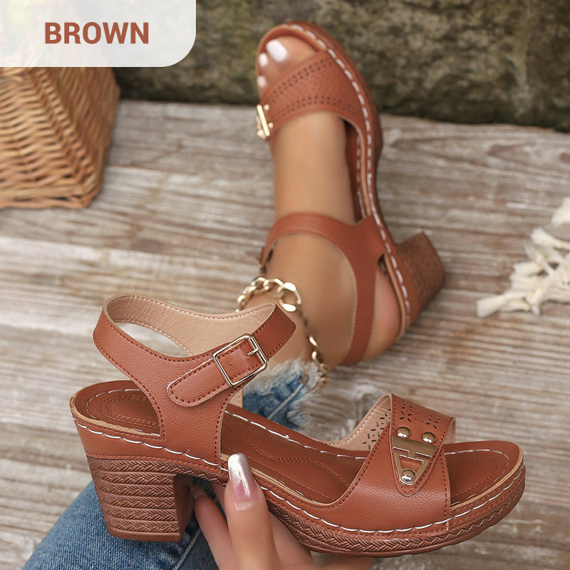 Women's Chunky Heel Ankle Strap Sandals – Elegant & Comfortable